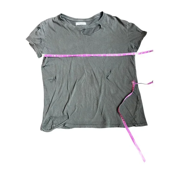 ANINE BING Black Distressed Cutout Tee Shirt Womens Size XS